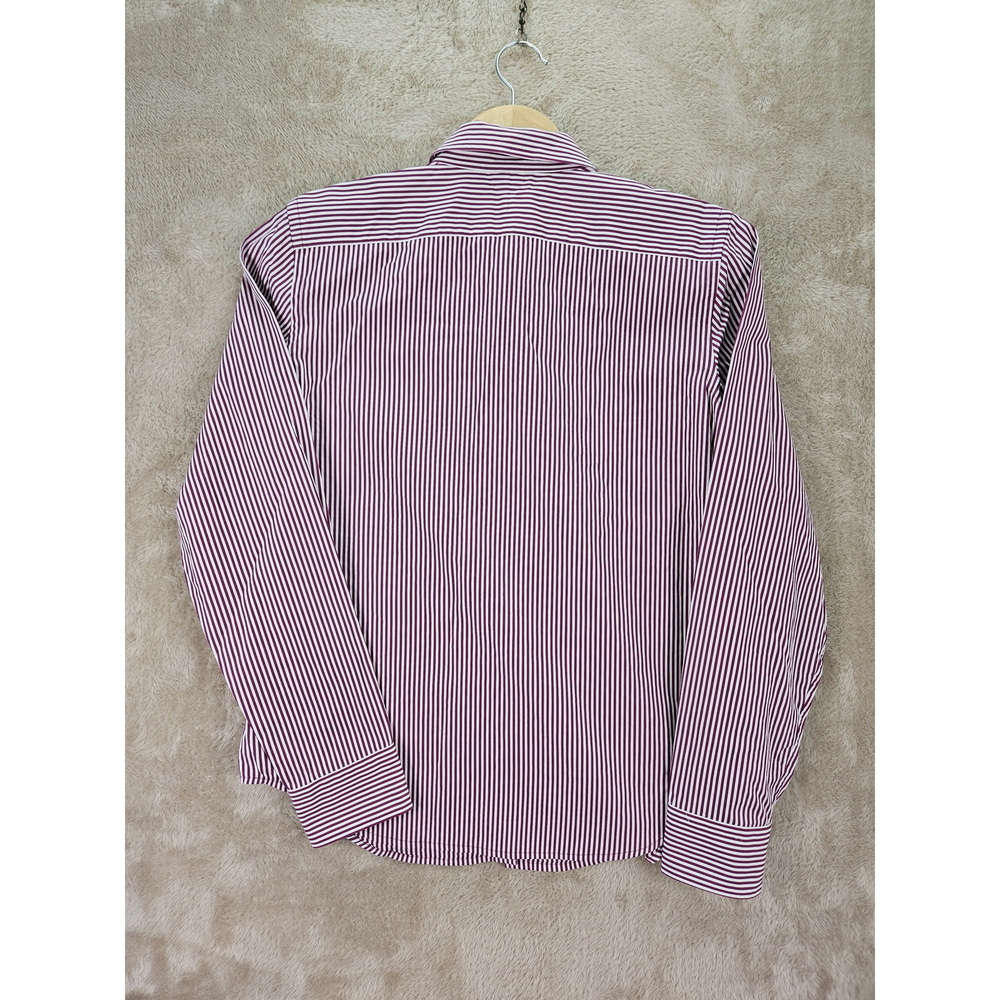 Lauren Ralph Lauren Striped Poplin Shirt 100% Cotton Vertical Stripes Logo - Picture 9 of 10